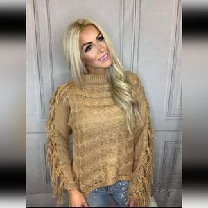 Crop top sweater with tassel sleeves